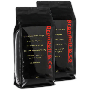 Кофе в зернах Brandoff&Co. Набор из двух штук по 1 кг. Смесь 50/50, Арабика Гондурас SHG, Робуста Вьетнам "Blue Dragon" купить в Москве